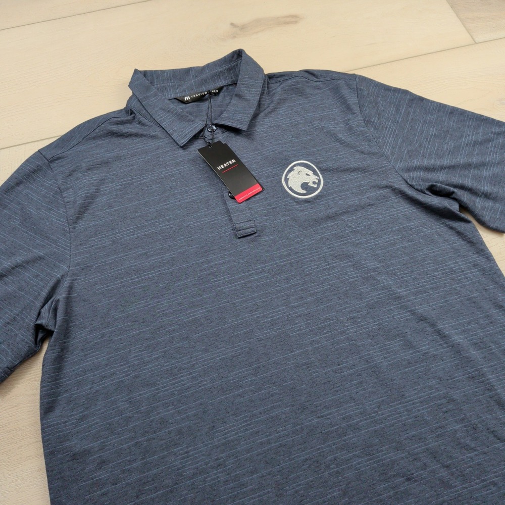 NEW Travis Mathew Mens Heater Polo Shirt Vintage Indigo Black 1MW395NL Large